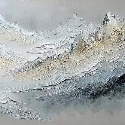 ALPINE CREST: Heavily Textured Wabi Sabi Mountain Landscape Painting | rolled canvas, ready for custom framing
