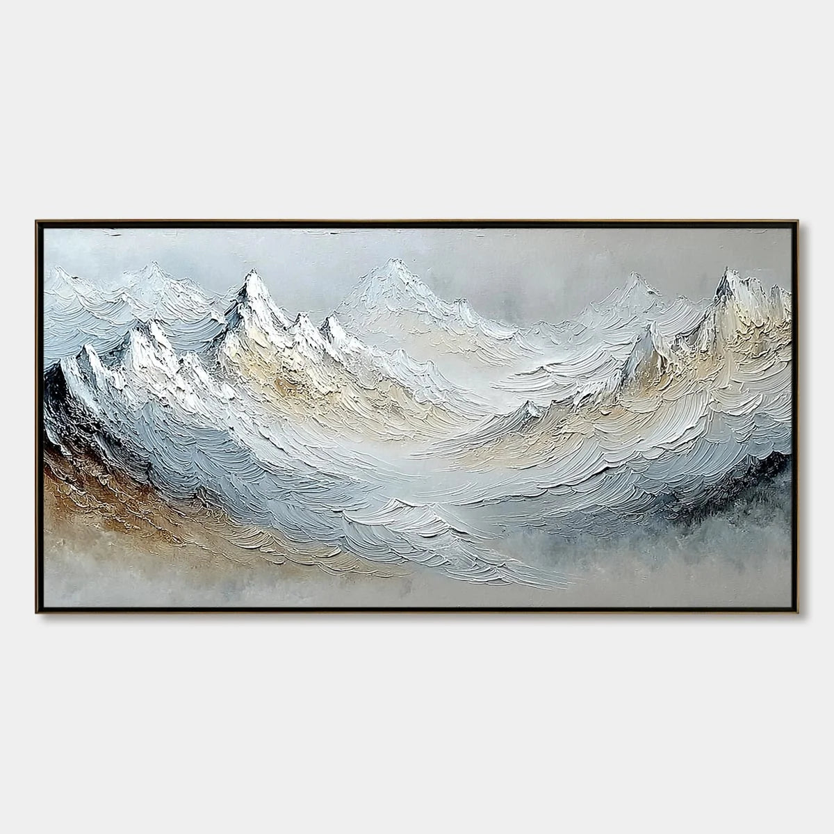 Alpine Crest impasto painting, hand-painted by UArtShow