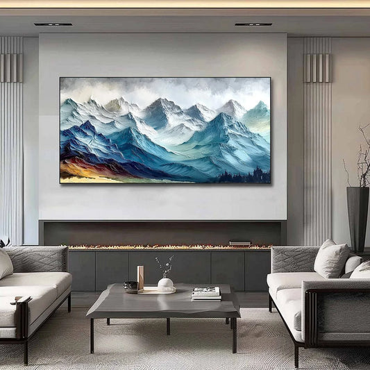 ALPINE CREST: Textured Impasto Mountain Range Landscape Painting