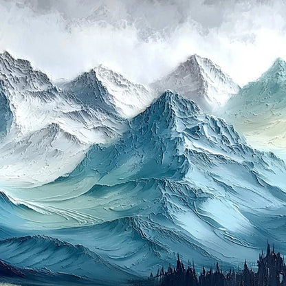 ALPINE CREST: Textured Impasto Mountain Range Landscape Painting | rolled canvas, ready for custom framing