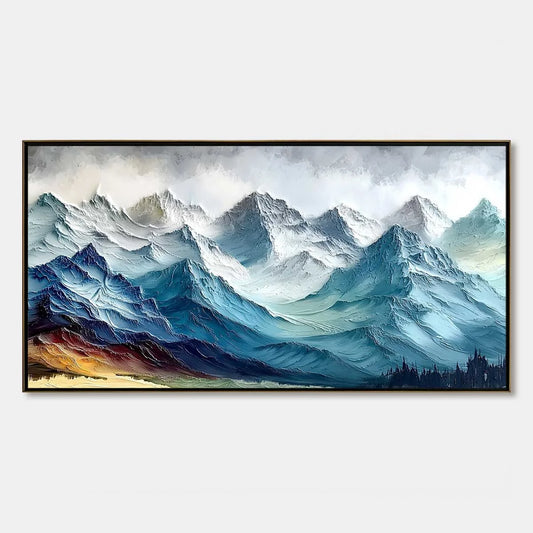 Alpine Crest impasto painting, hand-painted by UArtShow