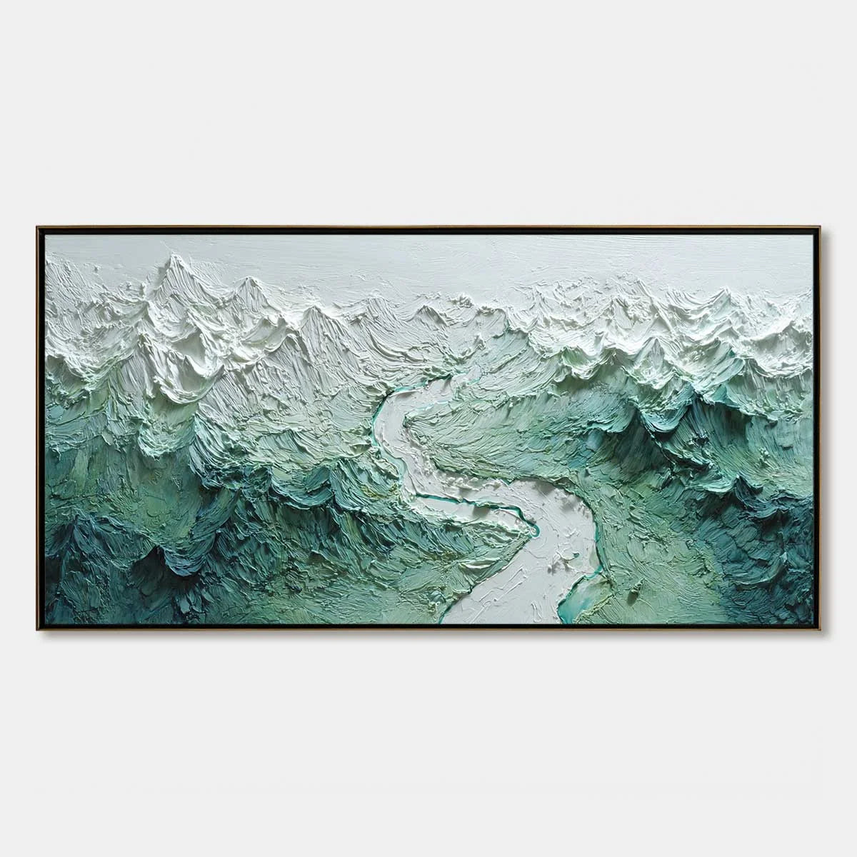 Alpine Current impasto painting, hand-painted by UArtShow