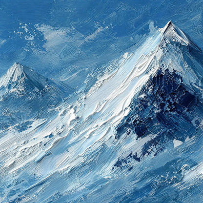 ALPINE ECHO: Textured Impasto Mountain Landscape Painting | rectangular format, hand-painted canvas edge