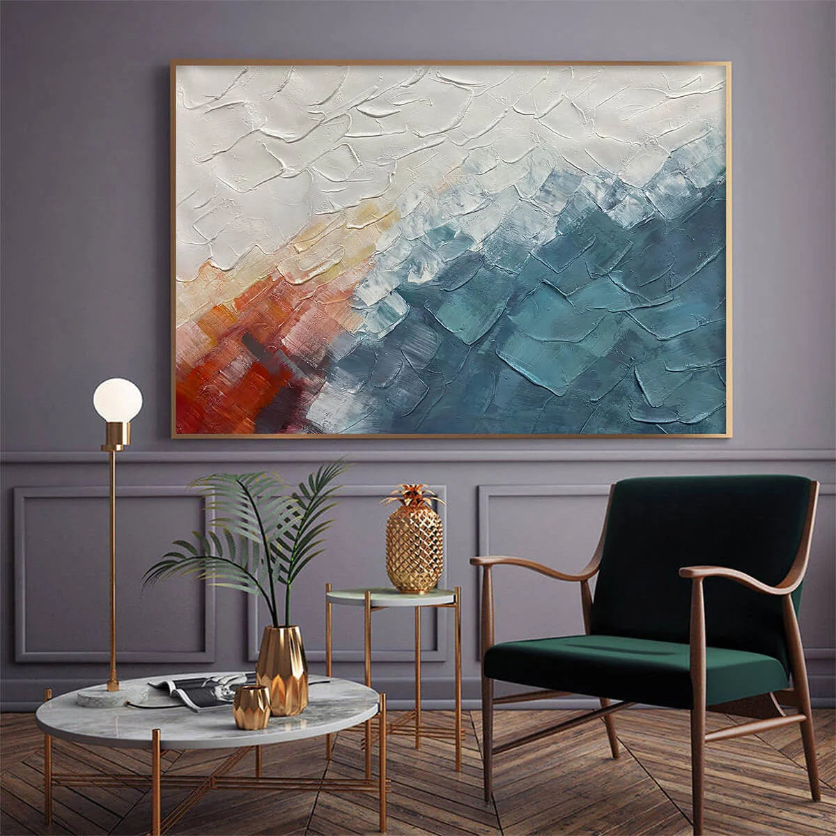 ALPINE GLOW: Abstract Mountain Impasto Oil Painting | impasto closeup, raised brushwork detail