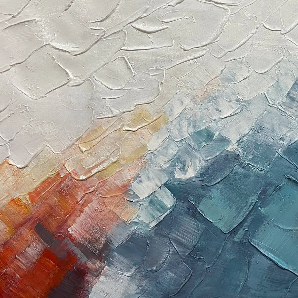 ALPINE GLOW: Abstract Mountain Impasto Oil Painting | rectangular format, hand-painted canvas edge