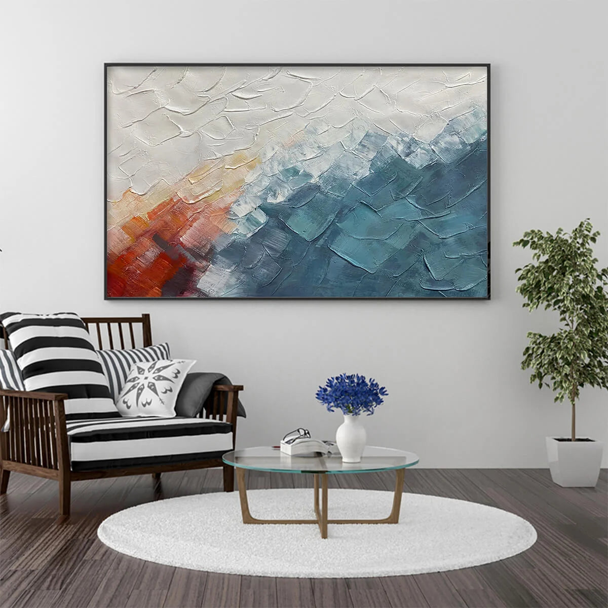 ALPINE GLOW: Abstract Mountain Impasto Oil Painting | impasto mood, soft natural light studio shot