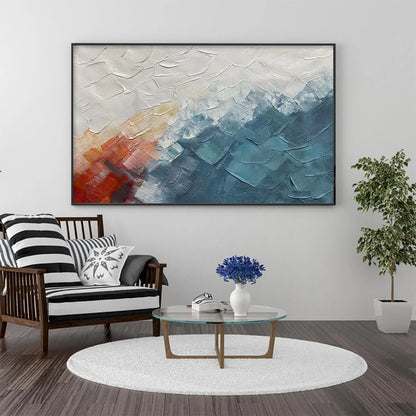 ALPINE GLOW: Abstract Mountain Impasto Oil Painting | impasto mood, soft natural light studio shot