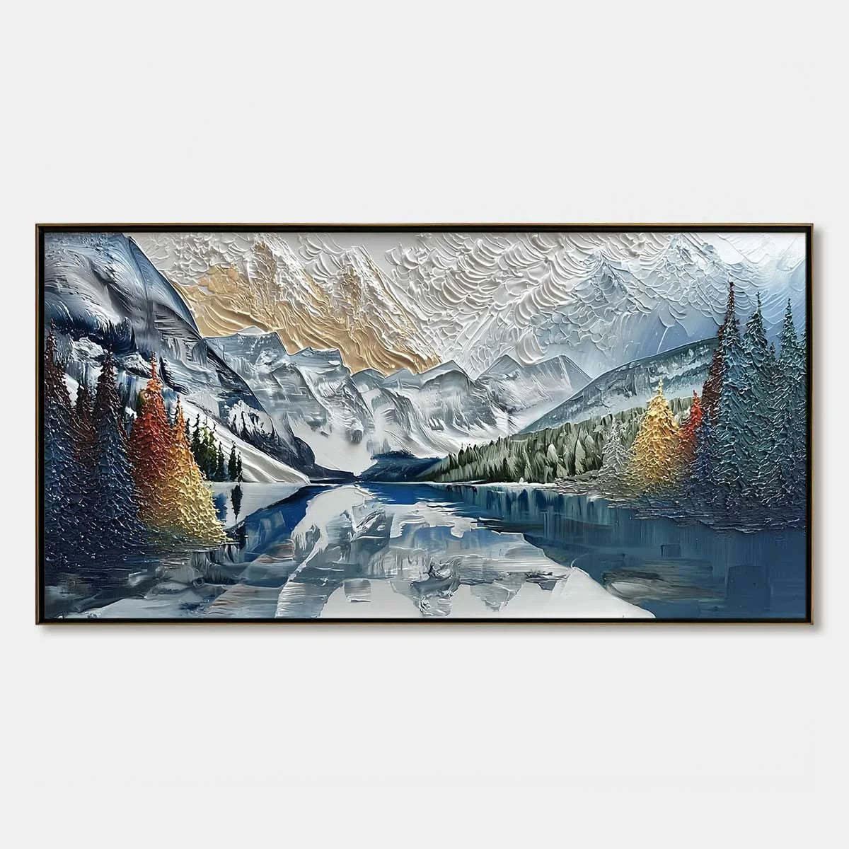 Alpine Glow impasto painting, hand-painted by UArtShow