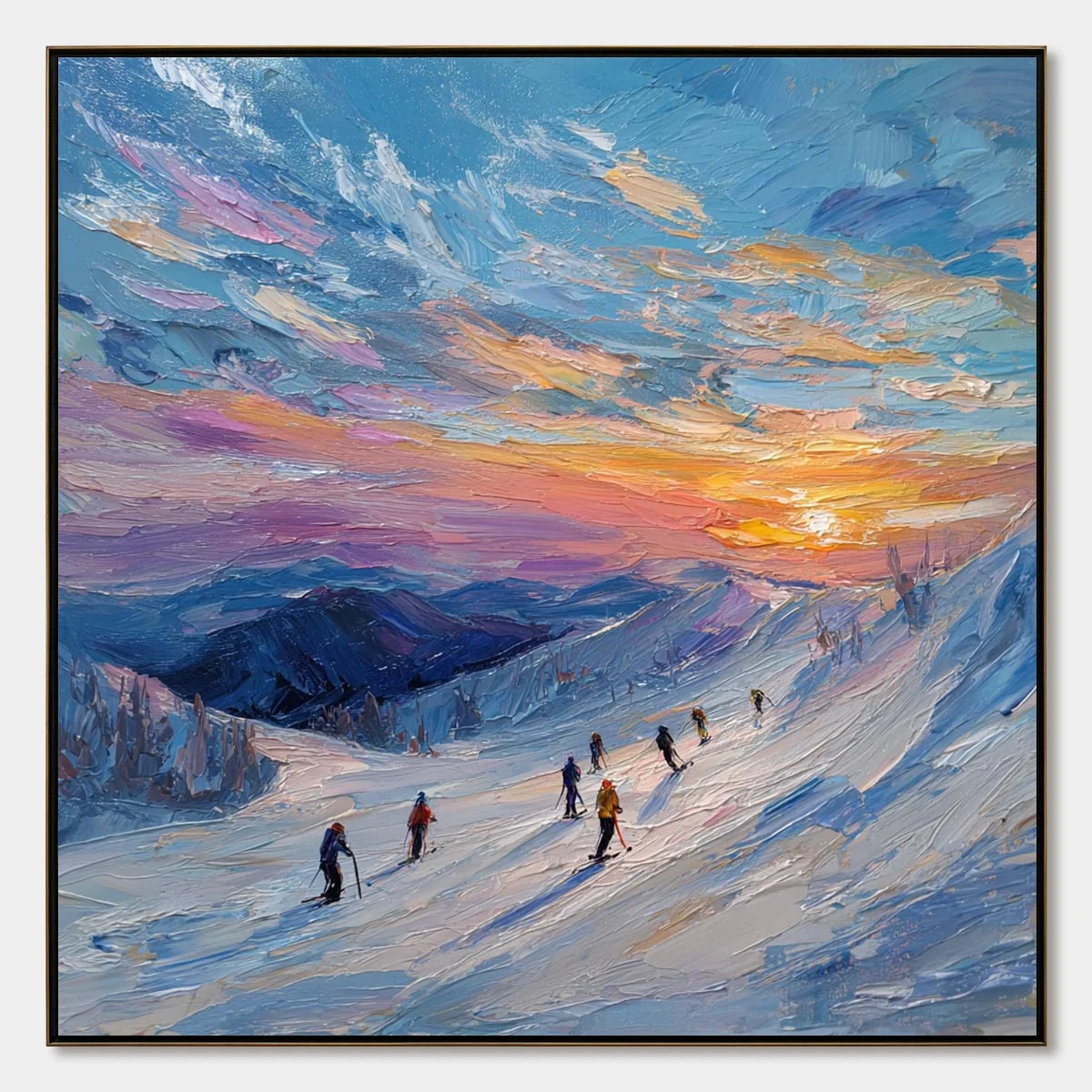 Alpine Glow impasto painting, hand-painted by UArtShow