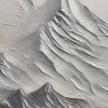 ALPINE MAJESTY: Textured Minimalist Mountain Painting | rectangular format, hand-painted canvas edge