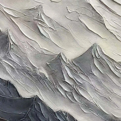 ALPINE MAJESTY: Textured Minimalist Mountain Painting | black frame version on white wall