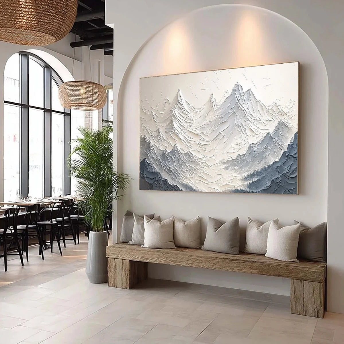 ALPINE MAJESTY: Textured Minimalist Mountain Painting | multi palette, original bedroom art