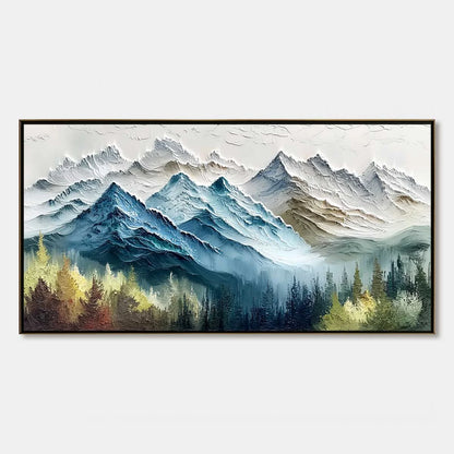 Alpine Majesty impasto painting, hand-painted by UArtShow