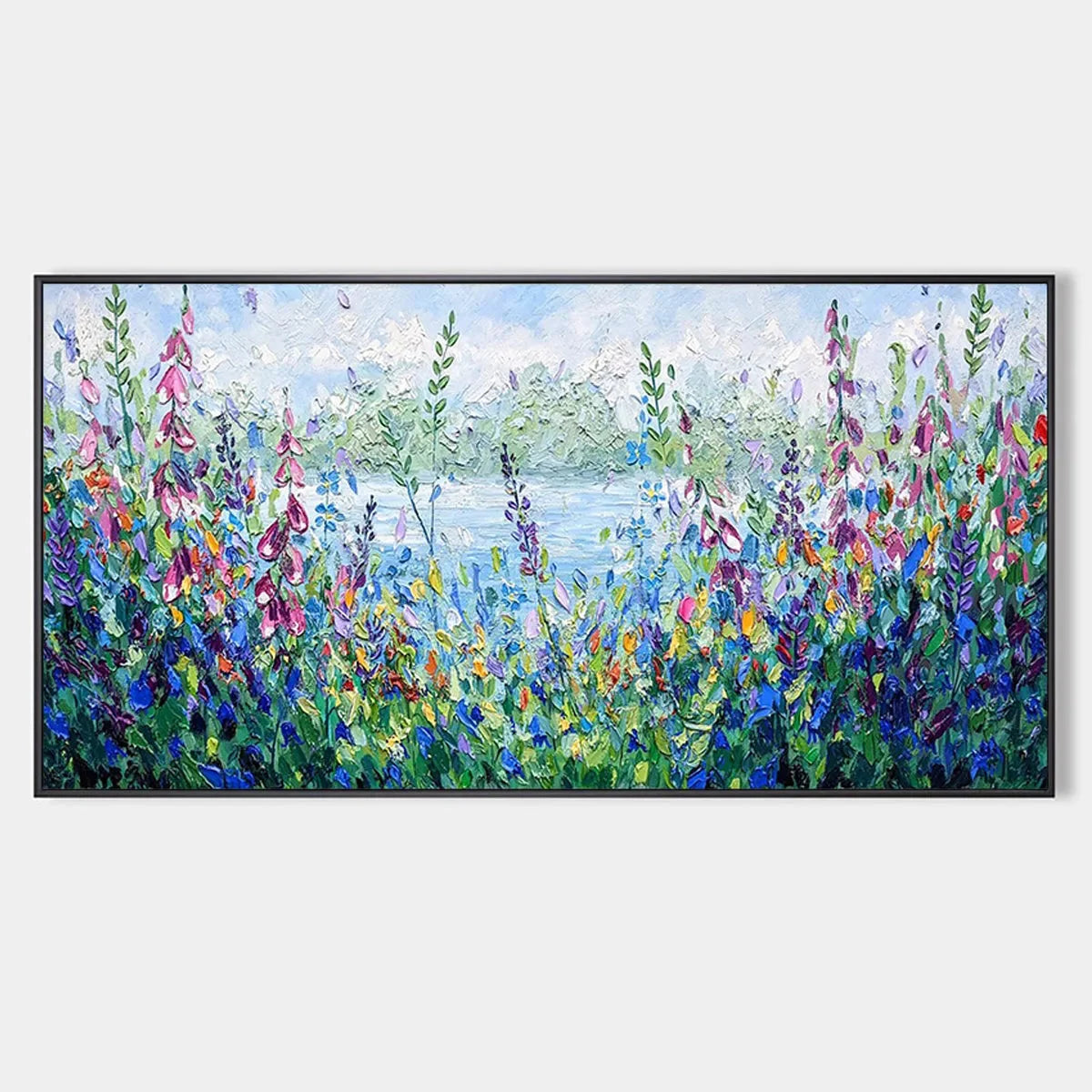 Alpine Meadow impasto painting, hand-painted by UArtShow
