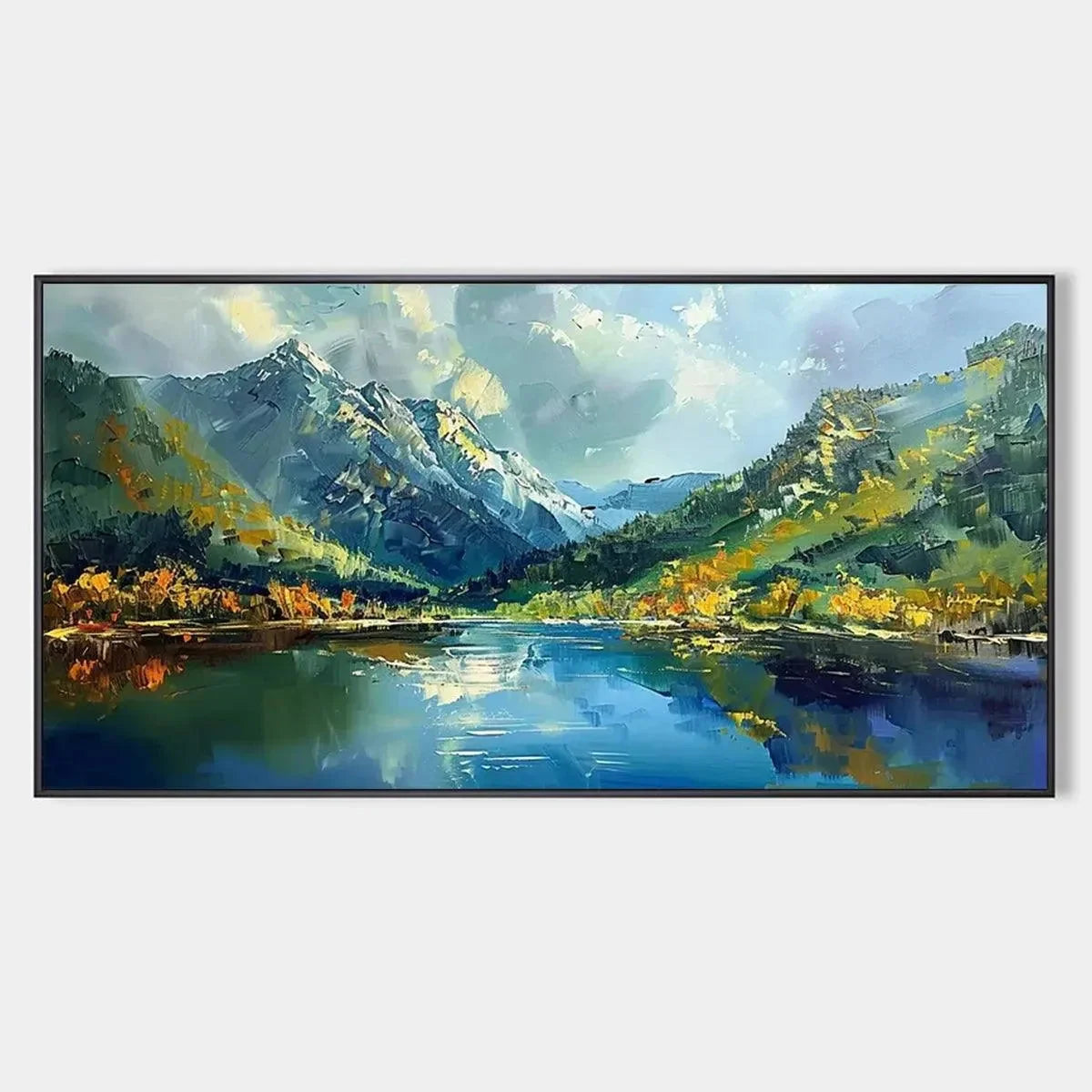 Alpine Reflection abstract oil painting, hand-painted by UArtShow