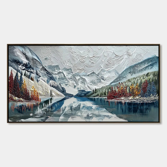 Alpine Reflection impasto painting, hand-painted by UArtShow