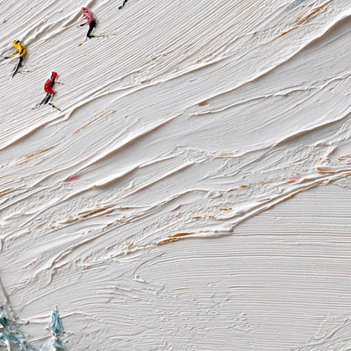 ALPINE RUSH: Heavily Textured Impasto Skiing Sports Painting | rectangular format, hand-painted canvas edge