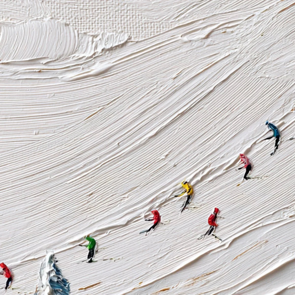 ALPINE RUSH: Heavily Textured Impasto Skiing Sports Painting | rolled canvas, ready for custom framing