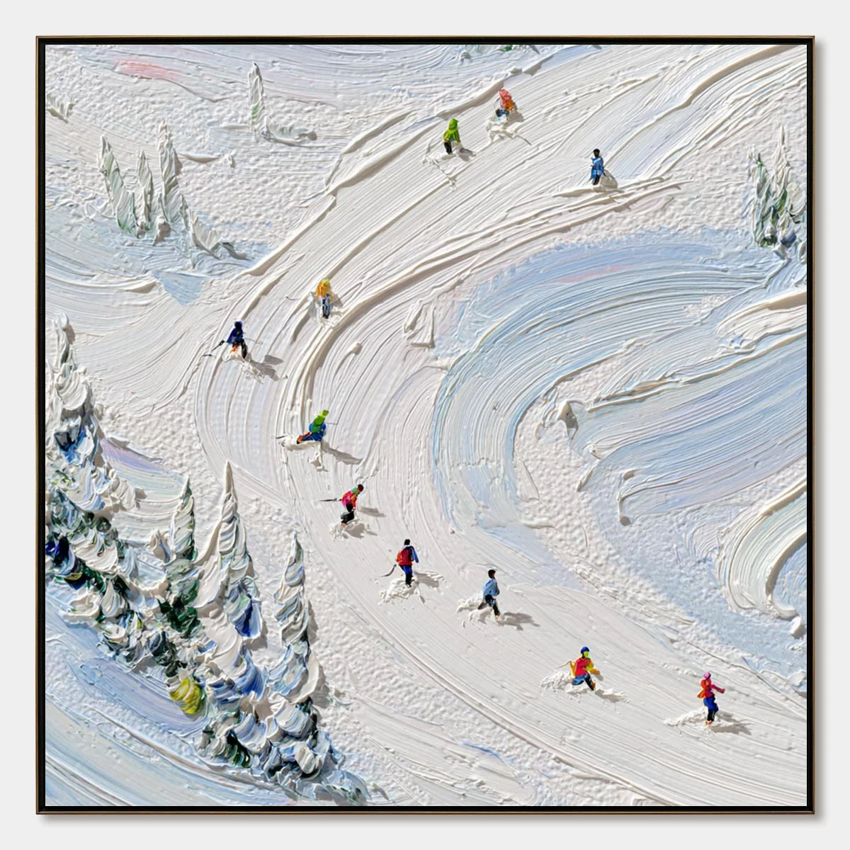 Alpine Rush impasto painting, hand-painted by UArtShow