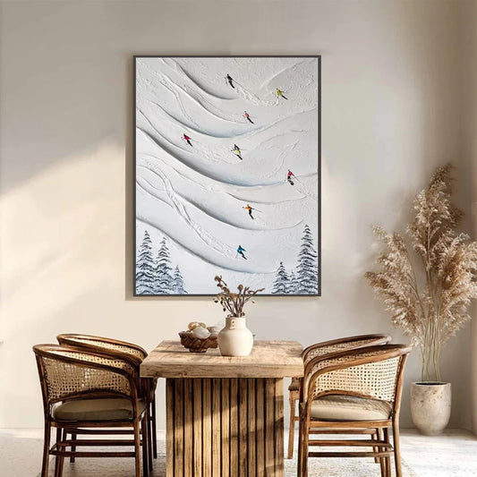 ALPINE RUSH: Textured Impasto Skiing & Mountain Sports Painting