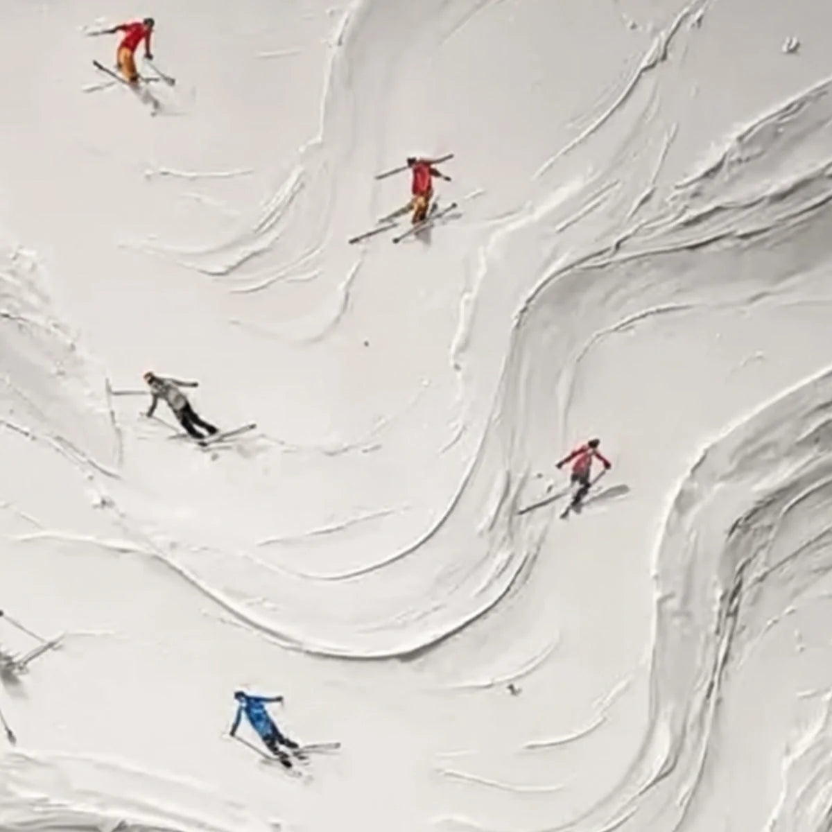 ALPINE RUSH: Textured Impasto Skiing Painting on Canvas | rolled canvas, ready for custom framing