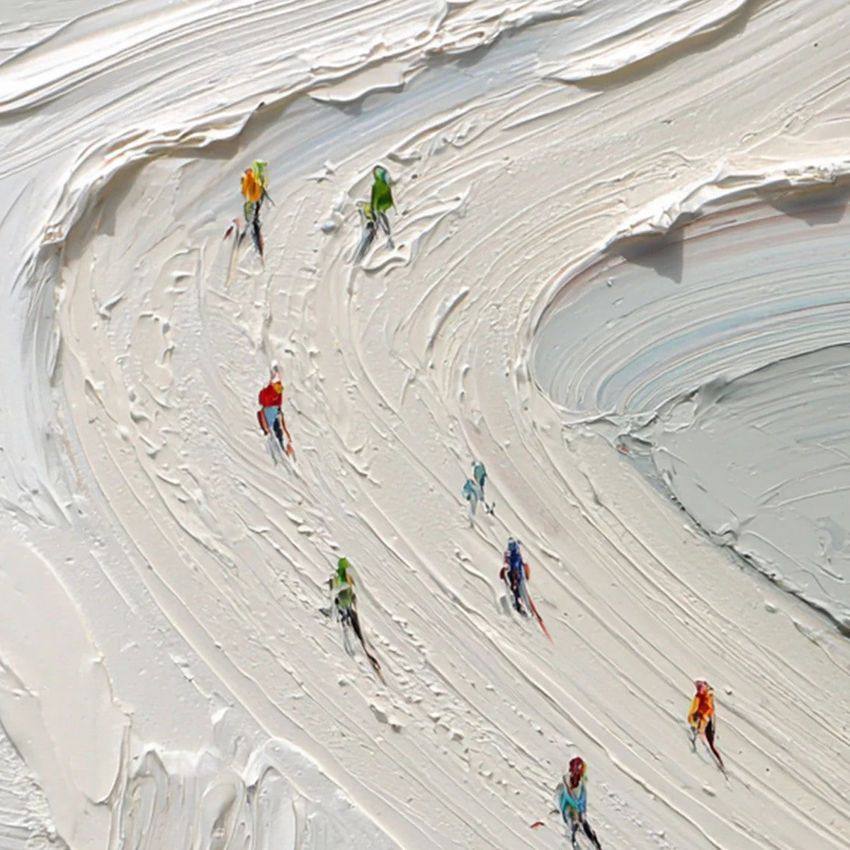 ALPINE RUSH: Textured Impasto Style Skiing Sports Painting | rolled canvas, ready for custom framing