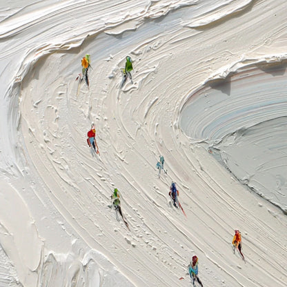 ALPINE RUSH: Textured Impasto Style Skiing Sports Painting | rolled canvas, ready for custom framing