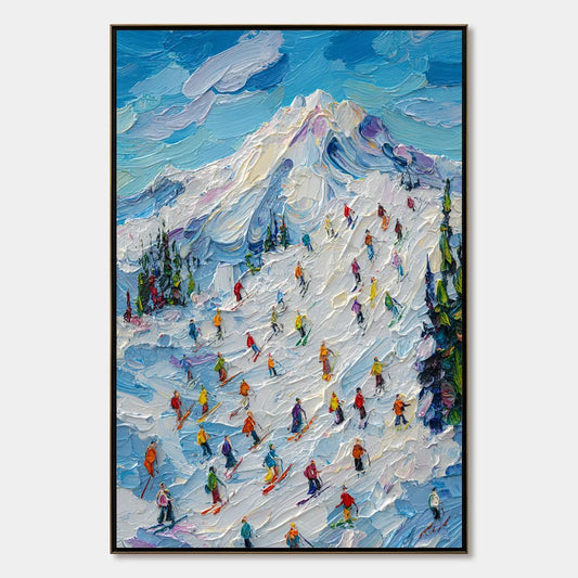Alpine Rush impasto painting, hand-painted by UArtShow
