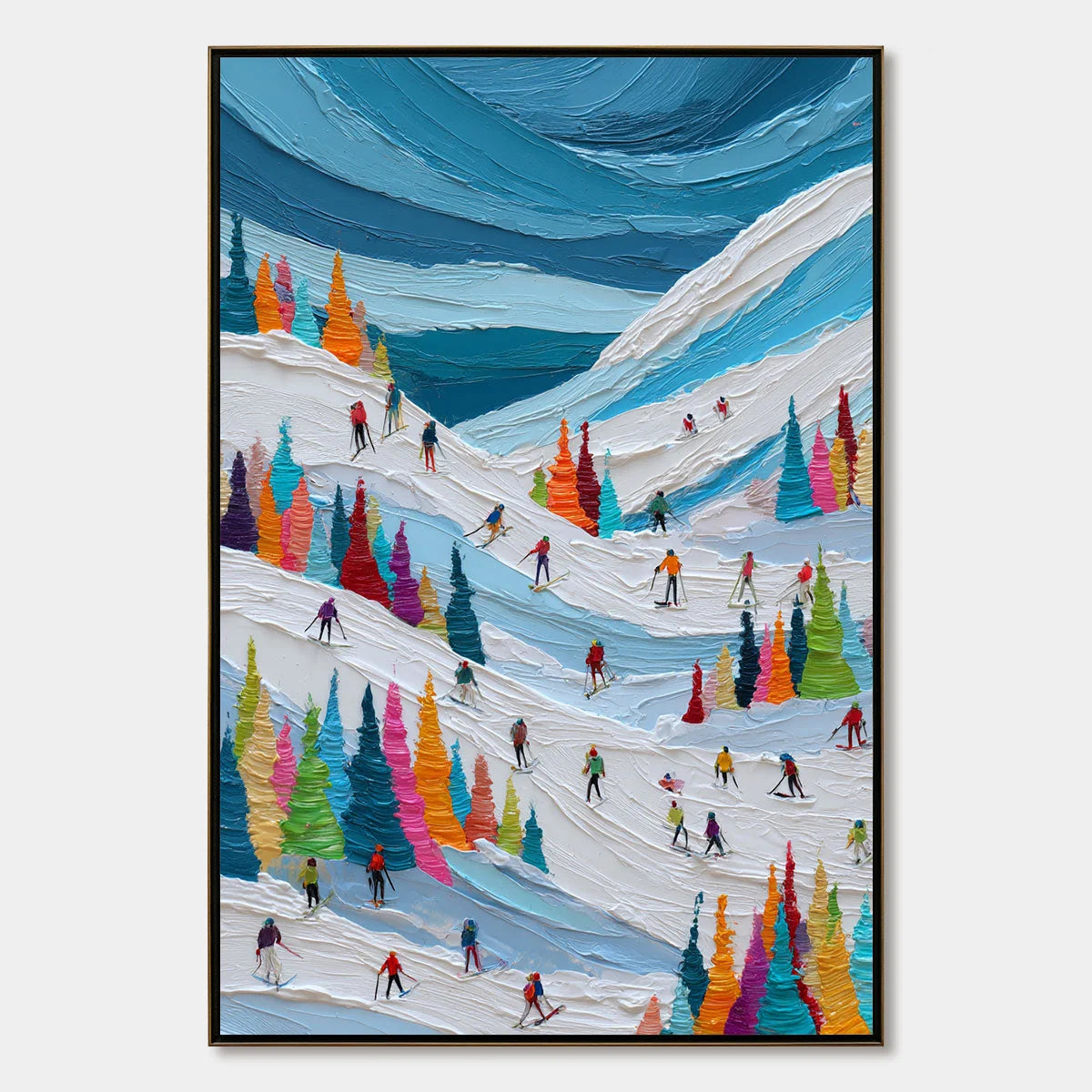 Alpine Rush impasto painting, hand-painted by UArtShow