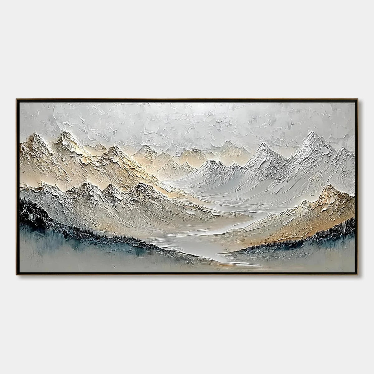 Alpine Serenity impasto painting, hand-painted by UArtShow