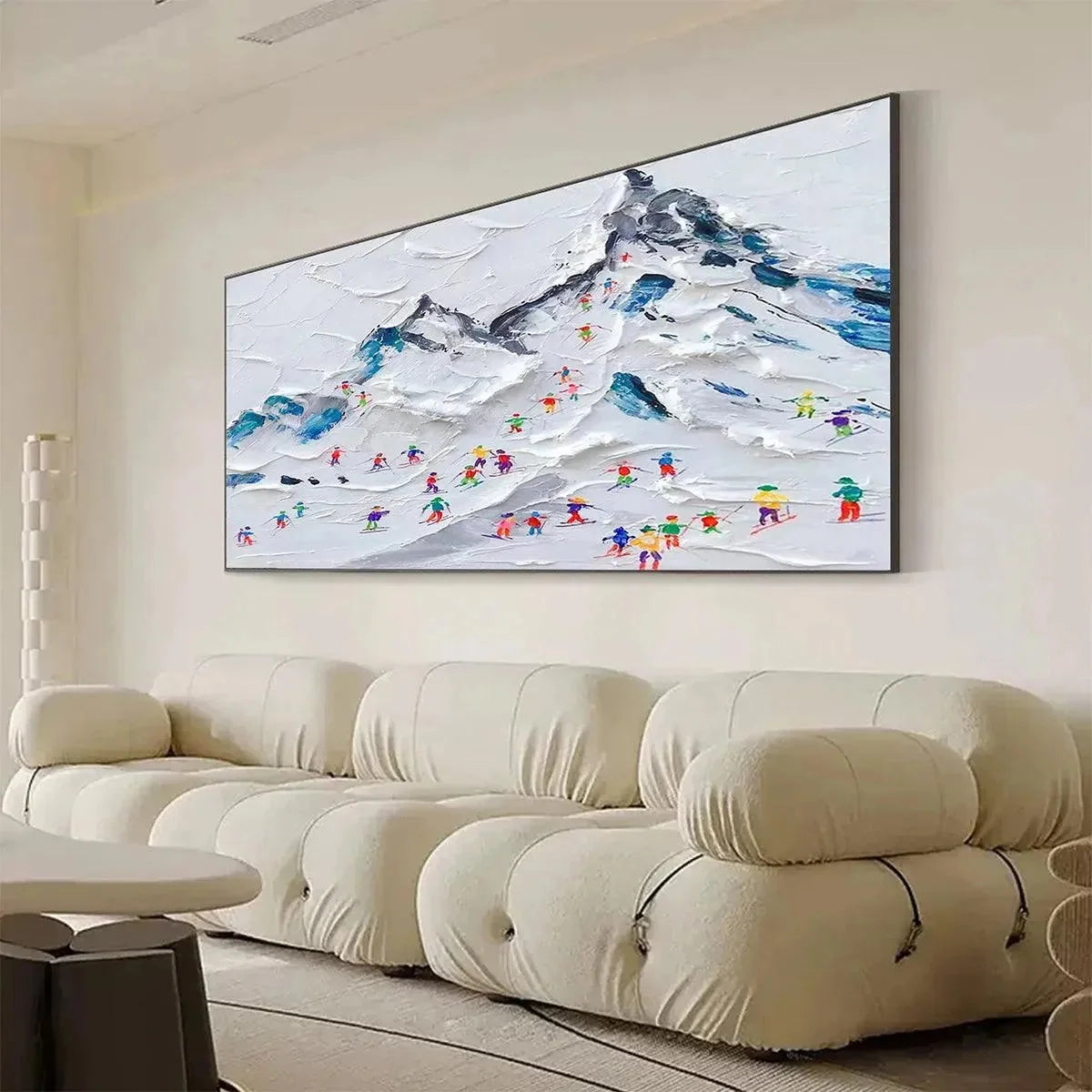 ALPINE SKI DAY: Sports Painting, Winter Decor, Impasto, Textured Wall Art | rolled canvas, ready for custom framing