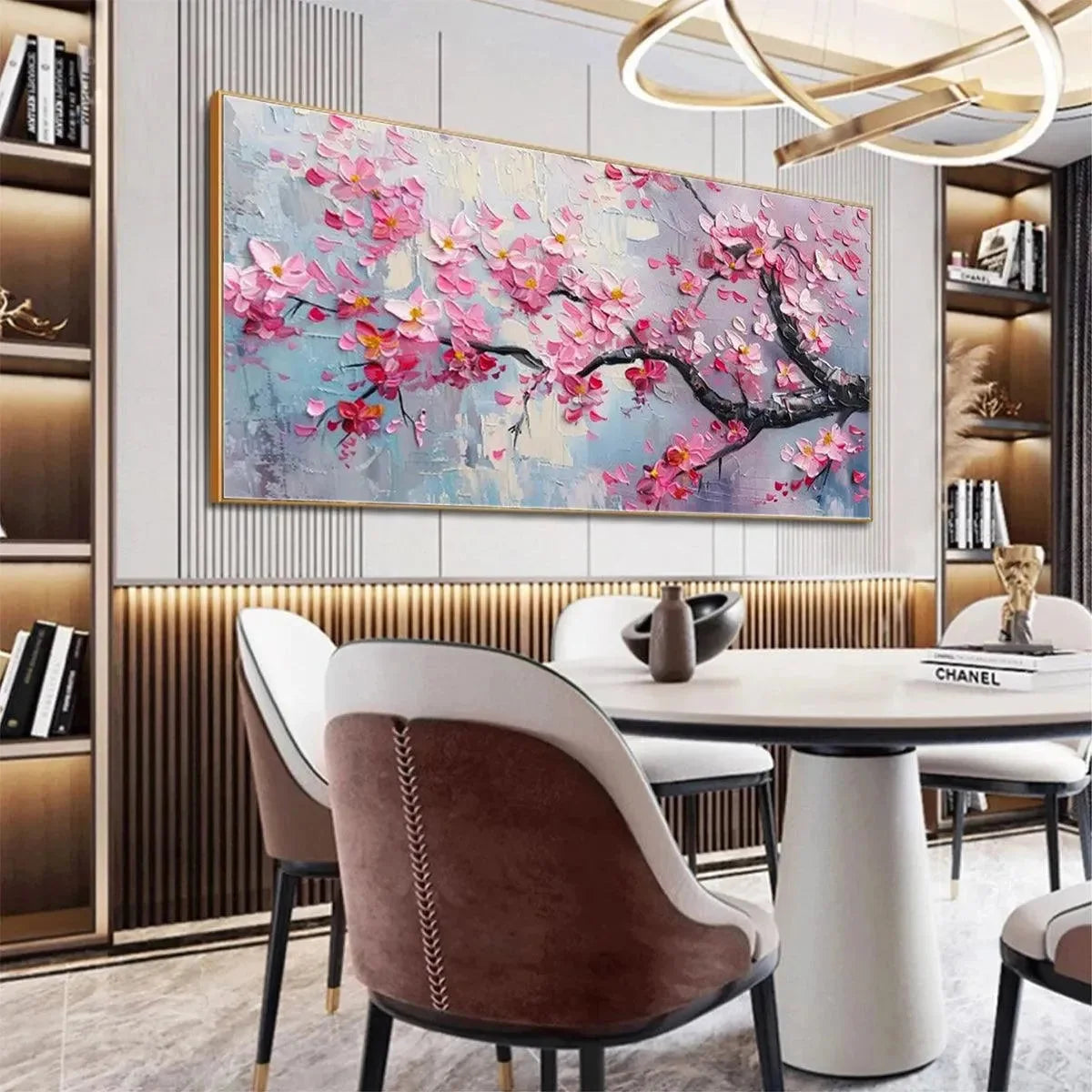 SPRINGTIME SERENADE | gold frame stretched on neutral wall
