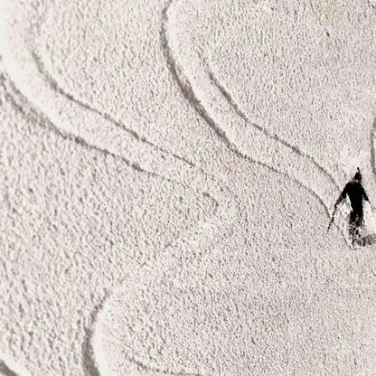 ALPINE SYMPHONY: Minimalist Skiing Scene on Textured Canvas | rectangular format, hand-painted canvas edge