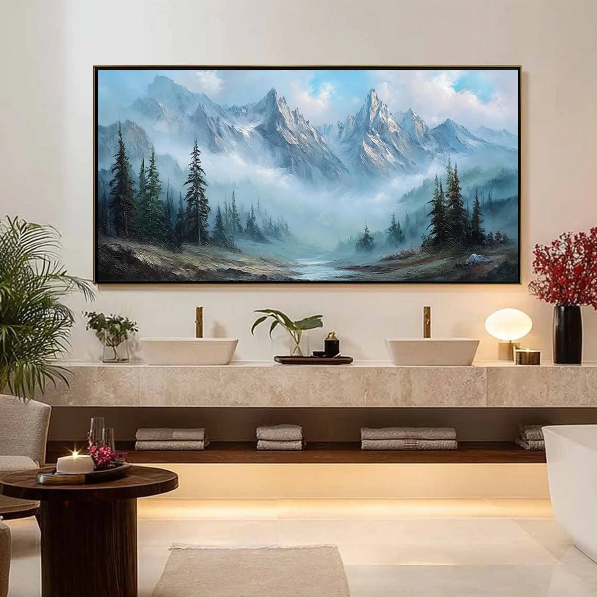 ALPINE WHISPER: Traditional Mountains and Valley Oil Painting | traditional closeup, raised brushwork detail
