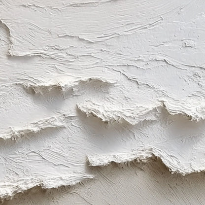 ALPINE WHISPERS: Textured White Abstract Oil Painting | white palette, original bedroom art