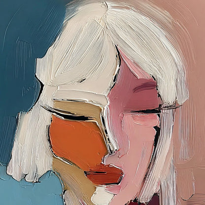 ALTER EGO: Textured Abstract Portrait Painting of a Woman | rectangular format, hand-painted canvas edge