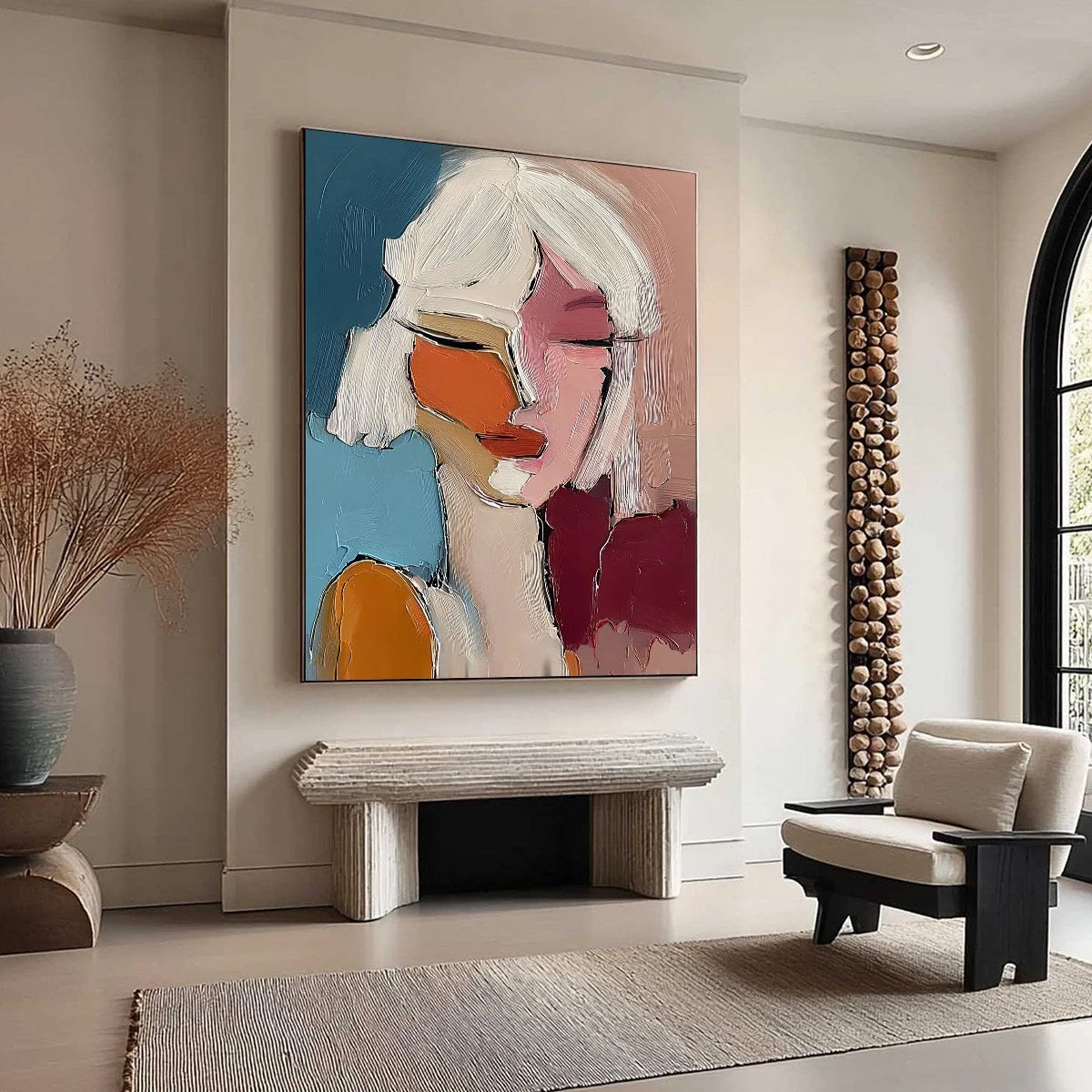 ALTER EGO: Textured Abstract Portrait Painting of a Woman | multi palette, original bedroom art