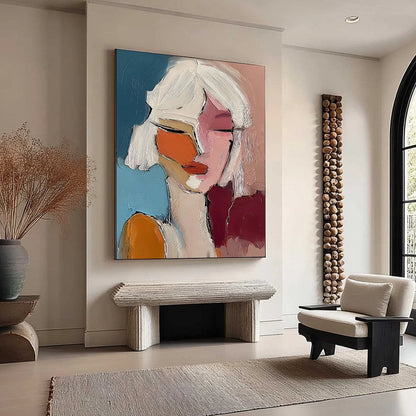 ALTER EGO: Textured Abstract Portrait Painting of a Woman | multi palette, original bedroom art