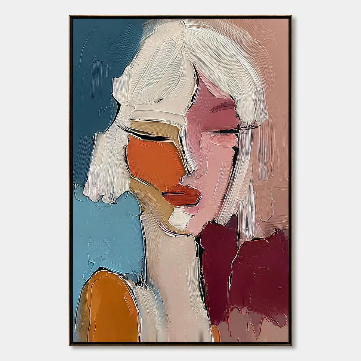 ALTER EGO: Textured Abstract Portrait Painting of a Woman | hanging in living room, abstract wall art