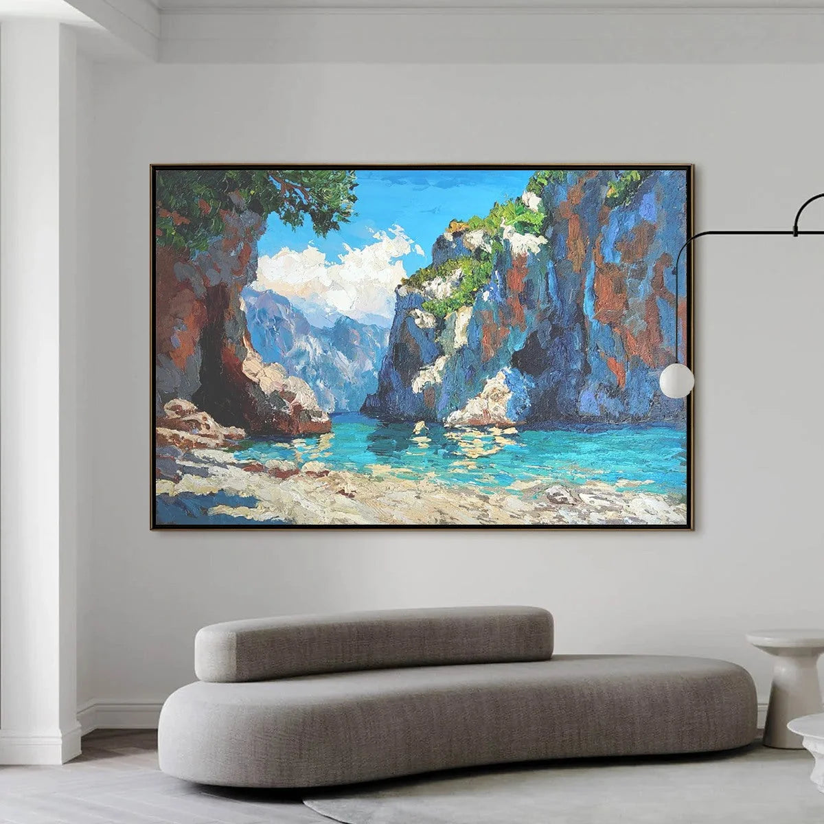 AMALFI COVE: Impasto Coastal Landscape Oil Painting | impasto closeup, raised brushwork detail