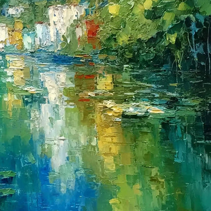 AMALFI REFLECTIONS: Textured Impasto Painting of Italian Coast Reflections | rolled canvas, ready for custom framing