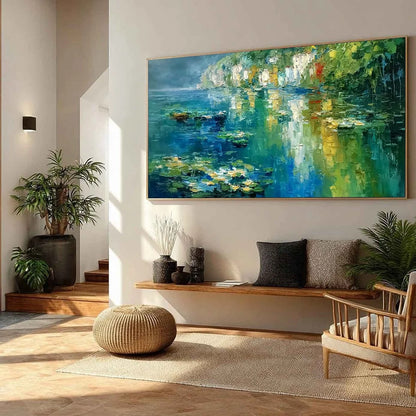 AMALFI REFLECTIONS: Textured Impasto Painting of Italian Coast Reflections | blue palette, original dining room art