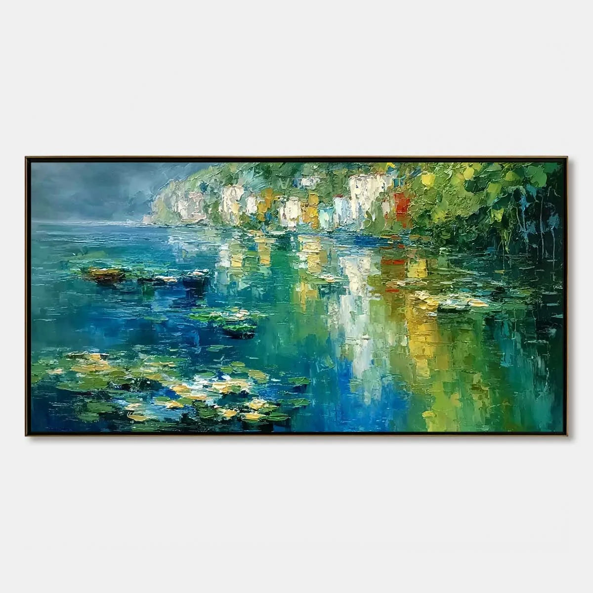 AMALFI REFLECTIONS: Textured Impasto Painting of Italian Coast Reflections | hanging in living room, impasto wall art