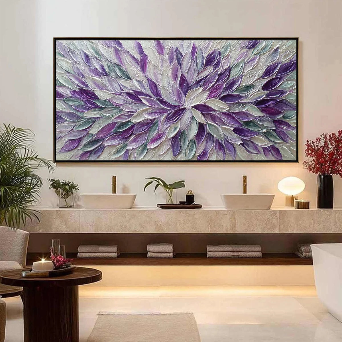 AMETHYST BLOOM: Textured Impasto Floral Oil Painting | impasto closeup, raised brushwork detail