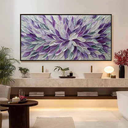 AMETHYST BLOOM: Textured Impasto Floral Oil Painting | impasto closeup, raised brushwork detail