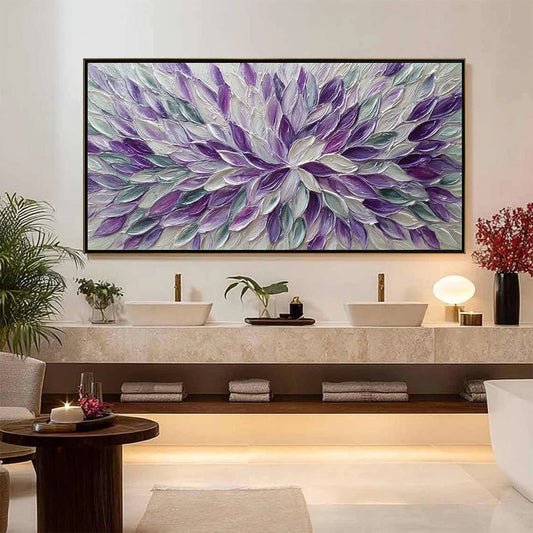 AMETHYST BLOOM: Textured Impasto Floral Oil Painting