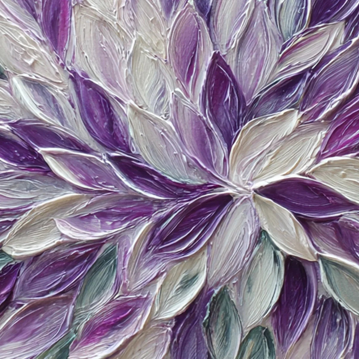 AMETHYST BLOOM: Textured Impasto Floral Oil Painting | rectangular format, hand-painted canvas edge