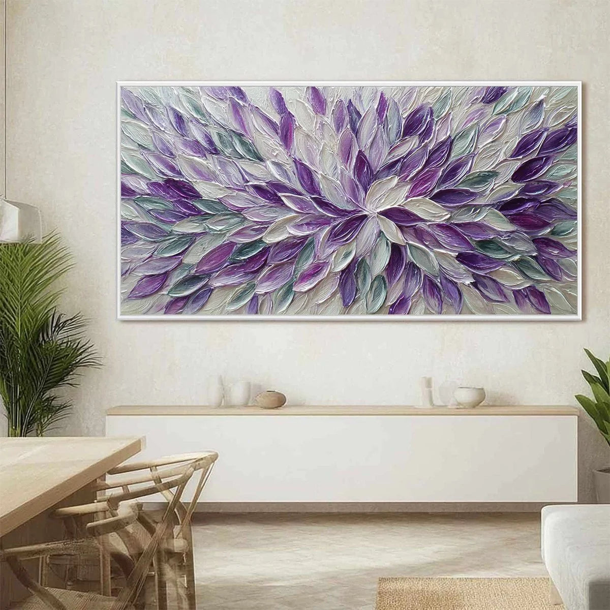 AMETHYST BLOOM: Textured Impasto Floral Oil Painting | rolled canvas, ready for custom framing
