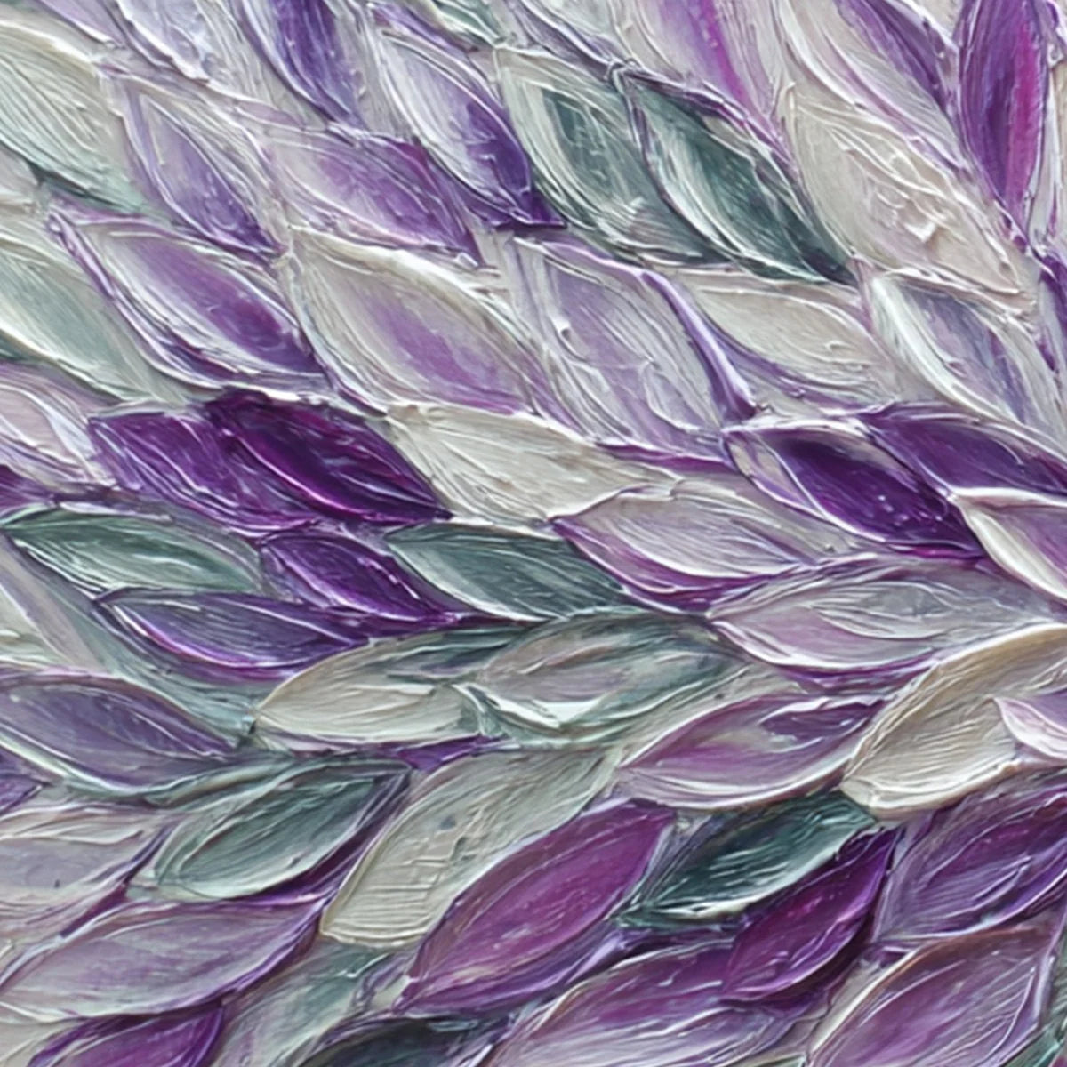 AMETHYST BLOOM: Textured Impasto Floral Oil Painting | black frame version on white wall