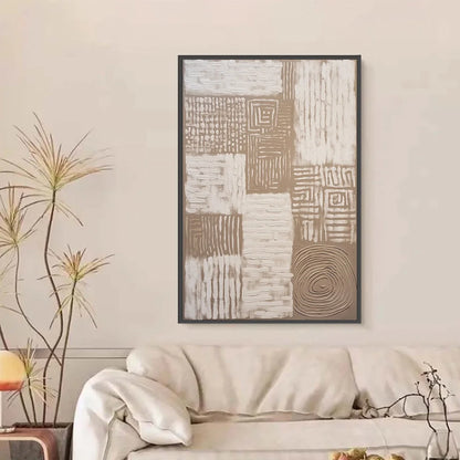 ANCIENT ECHOES: Textured Wabi Sabi Abstract Painting in Neutral Tones | Abstract closeup, raised brushwork detail
